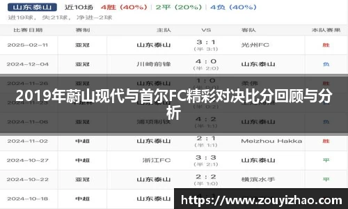 2019年蔚山现代与首尔FC精彩对决比分回顾与分析